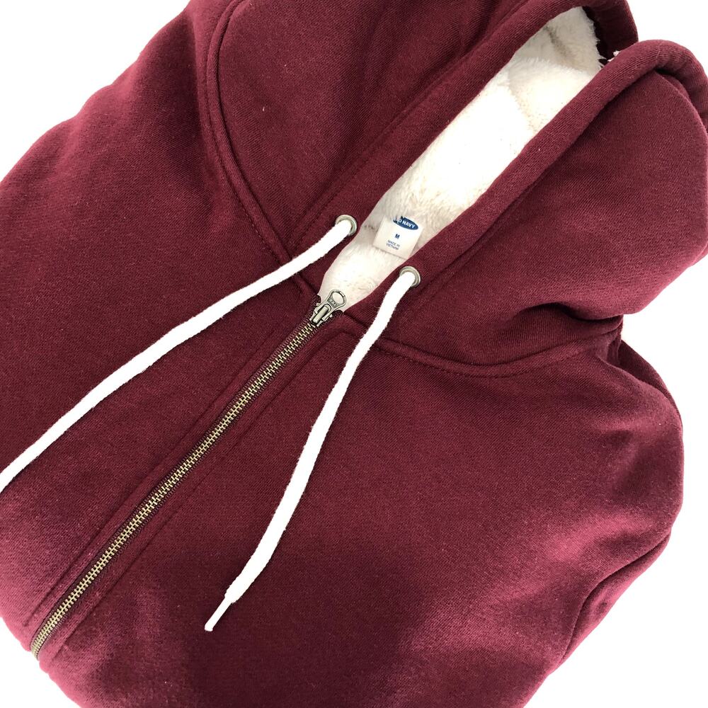 Old Navy Zip Front Hoodie Burgundy Women's Size Medium - Picture 2 of 8